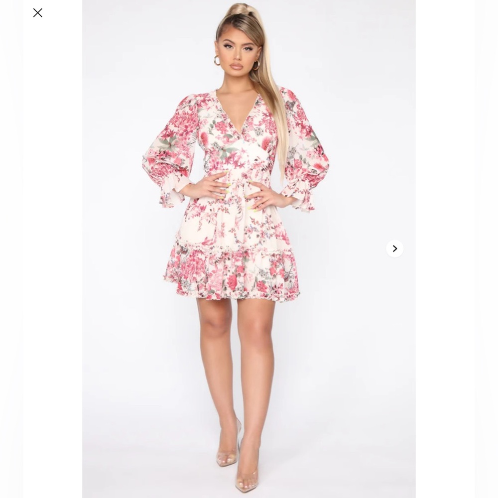 Fashion Nova Floral Pink and White Dress - Picture 5 of 7